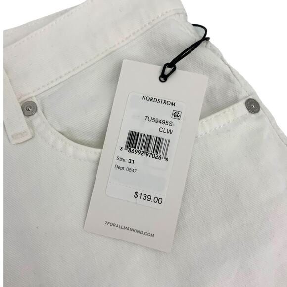 7 For All Mankind Cutoff Denim Shorts White Size 31 NWT $139 MSRP - Picture 3 of 7